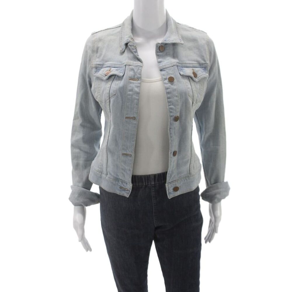 J Brand Women Basic Denim Button Long Sleeve Jacket Blue Size S